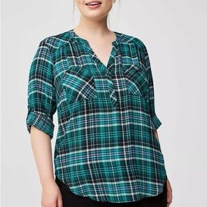 Torrid Harper plaid pullover blouse